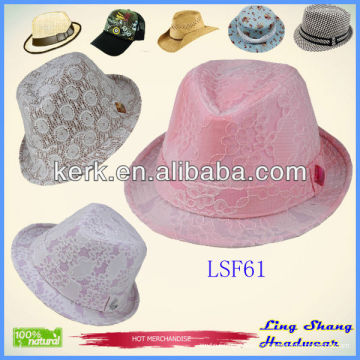 Meilleures ventes Dernières fleurs de fleurs roses chapeaux de bonhomme de neige bon marché chapeaux de chapeau fantaisie vintage chapeau de chapeau en tissu, LSF61